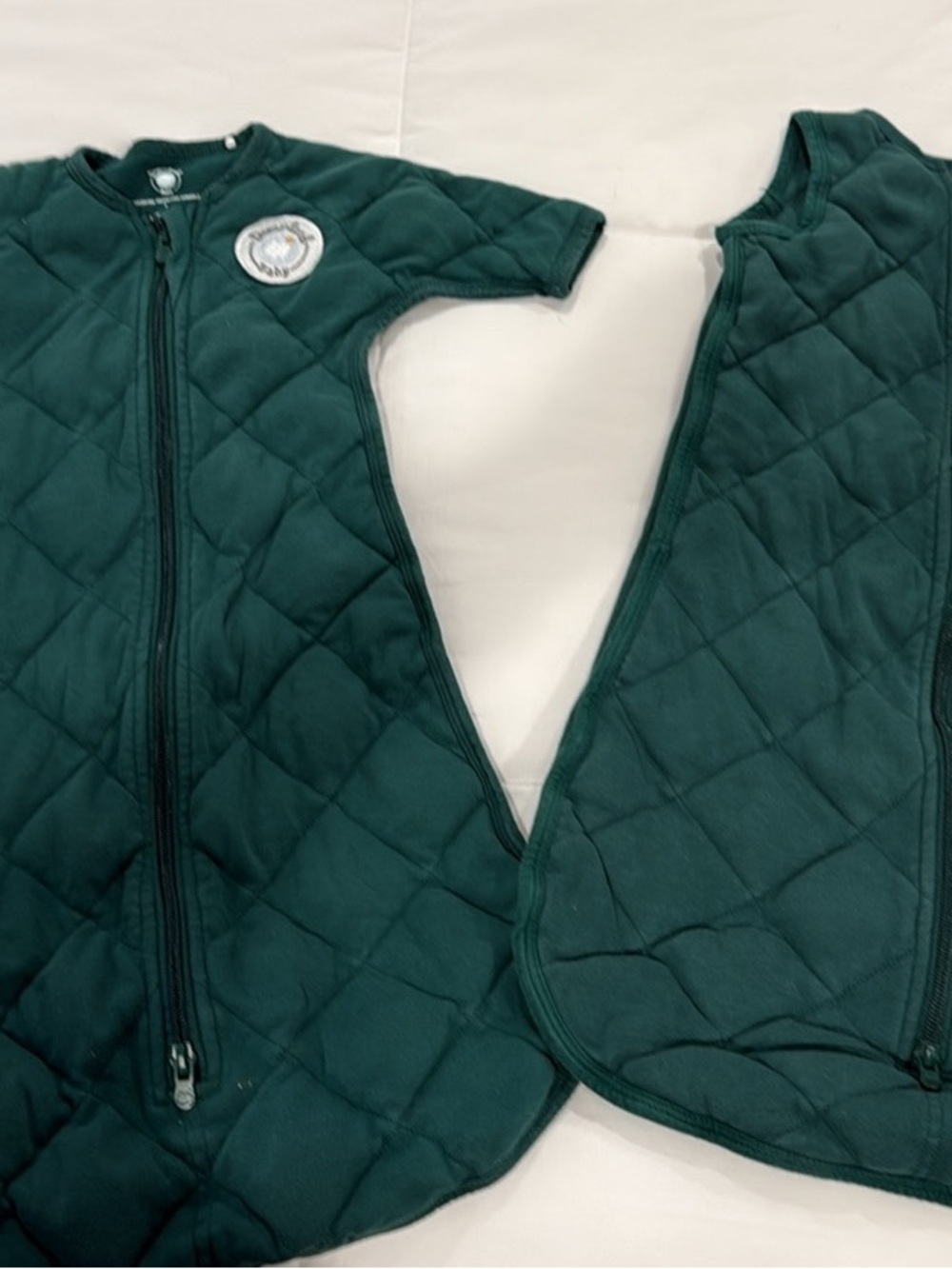 Quilted Kids Sleep Sack in Forest Green with Front Zip